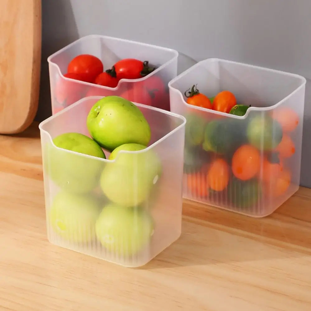 Stackable refrigerator organizer bins in fridge