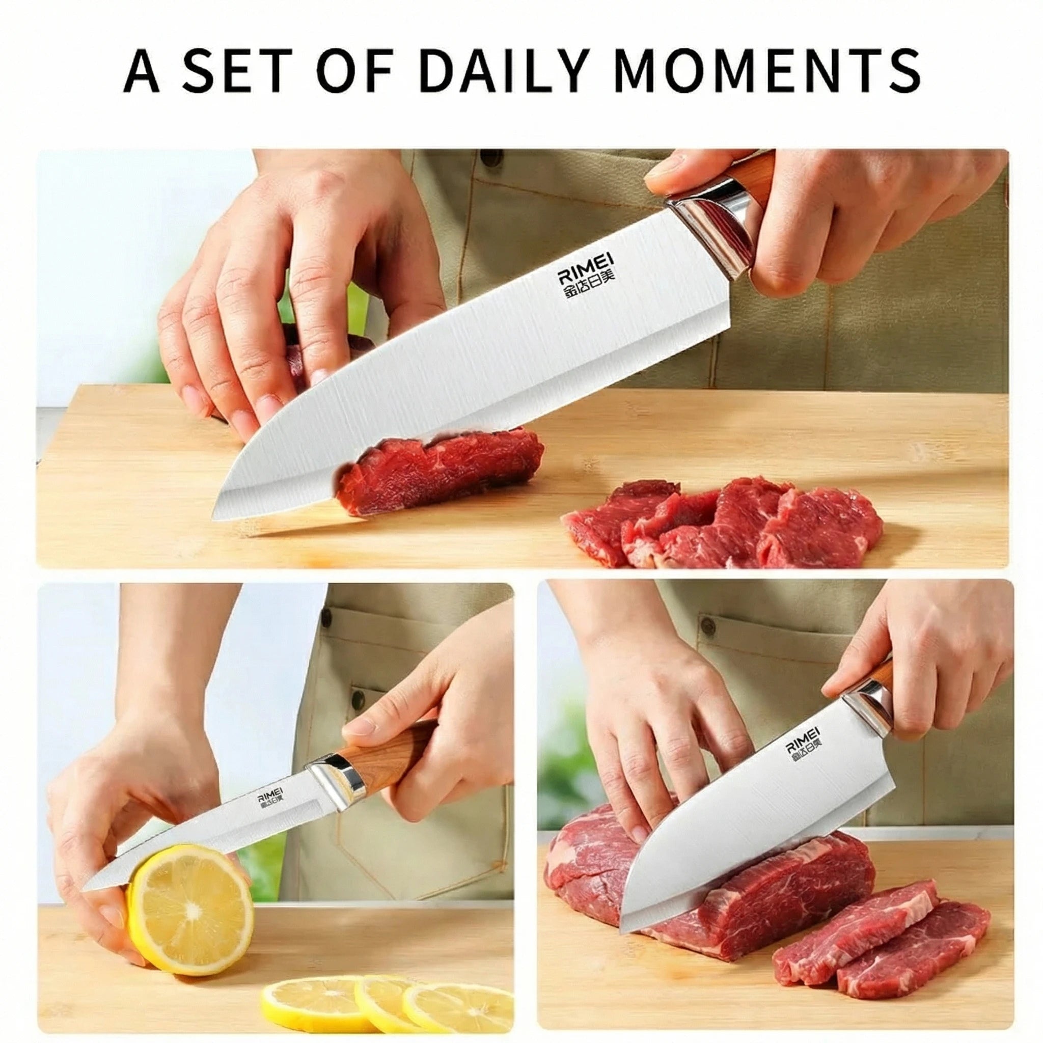 3-piece professional kitchen knife set stainless steel
