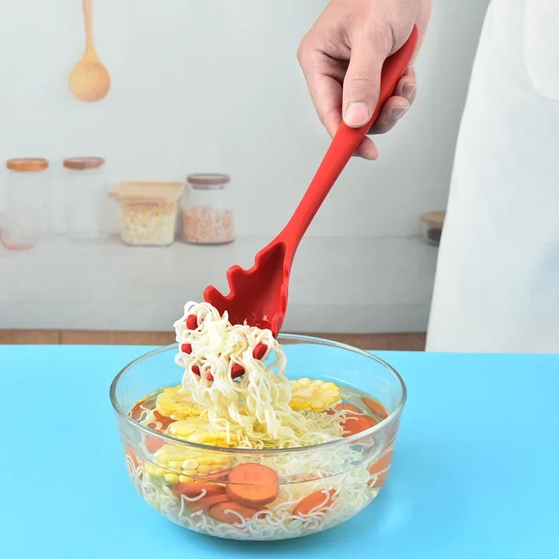 Silicone long handle spaghetti spoon kitchen utensil