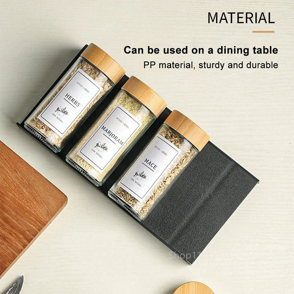 4-layer adjustable spice drawer organizer in kitchen