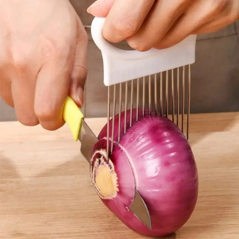 Stainless steel onion cutter holder kitchen tool