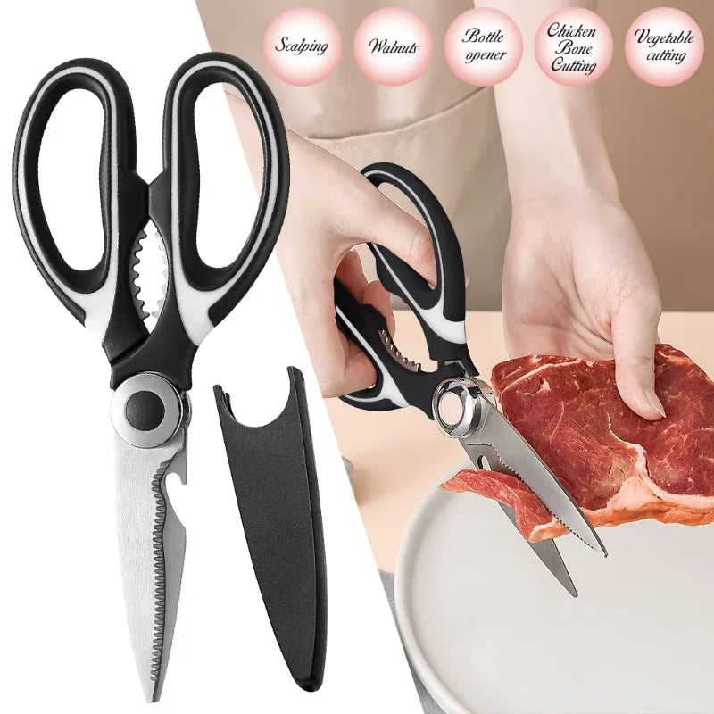 Multifunctional kitchen stainless steel scissors