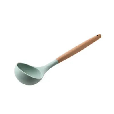 Wood handle silicone kitchen utensil set - Wood Handle Silicone Kitchen Tools