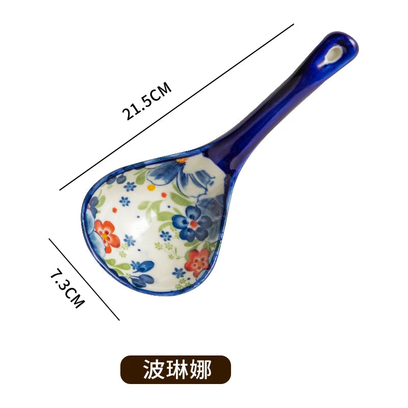 Bohemian Ceramic Ladle Household Large Scoop Spoon - Ceramic soup serving spoon kitchen utensil