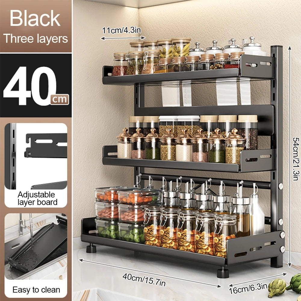 3-tier adjustable spice rack organizer kitchen shelf