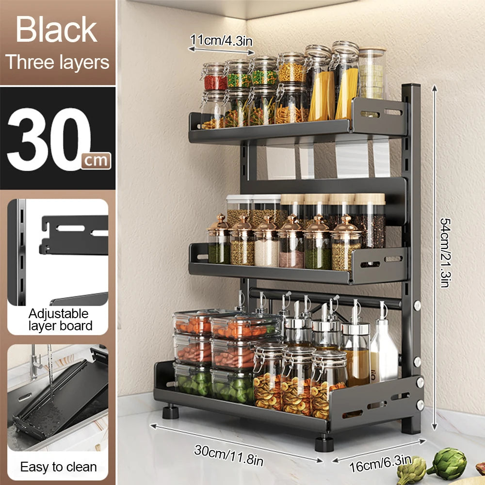 3-tier adjustable spice rack organizer kitchen shelf