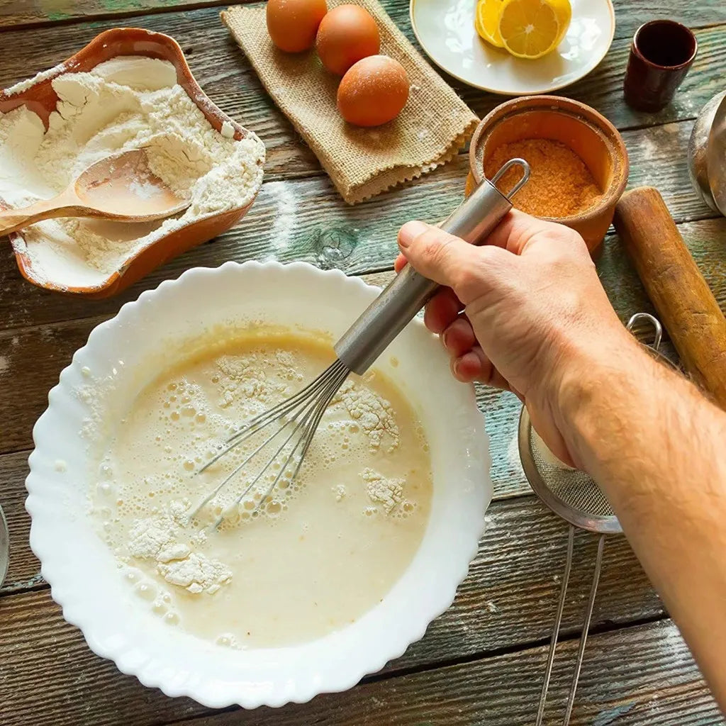 Handheld egg mixing whisk stainless steel kitchen tool