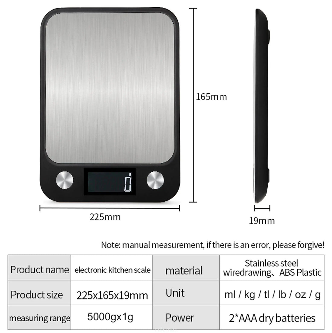 15kg digital kitchen scale with LCD display