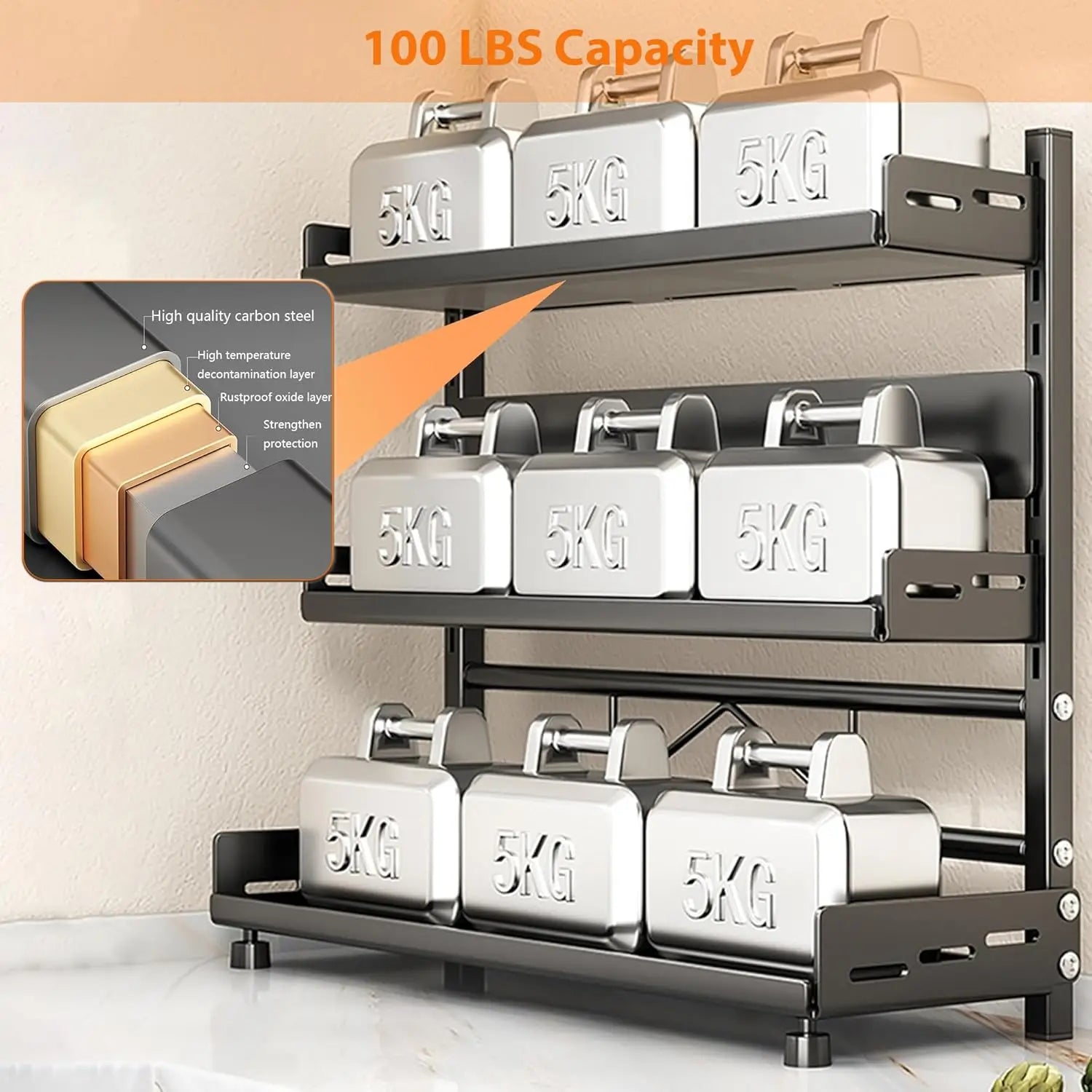 3-tier adjustable spice rack organizer kitchen shelf