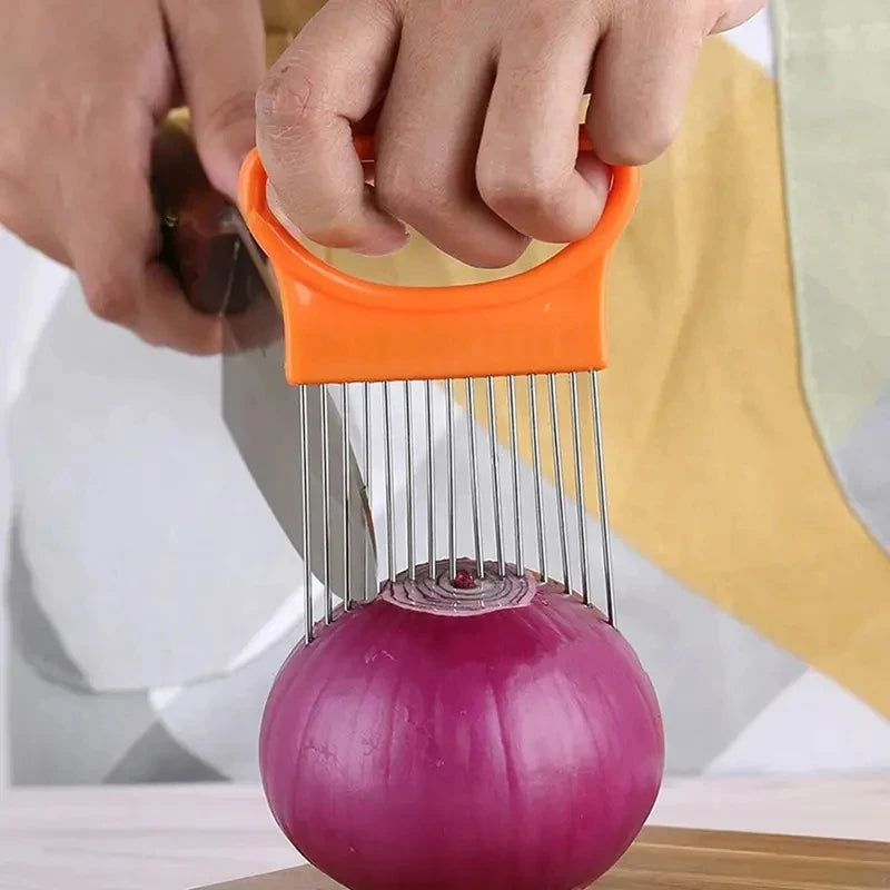 Stainless steel onion cutter holder kitchen tool