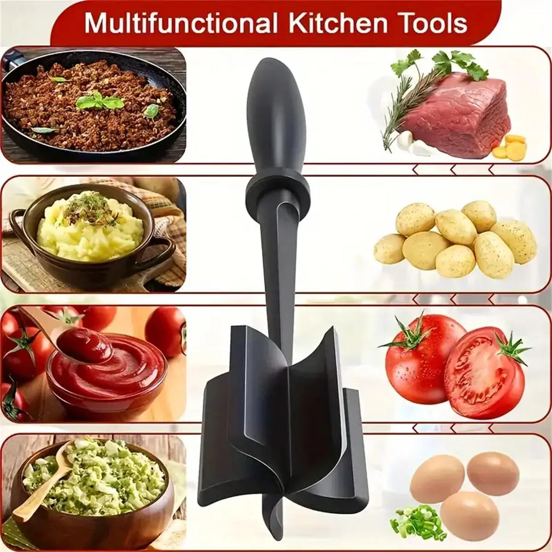 Ground beef smasher stainless steel kitchen tool