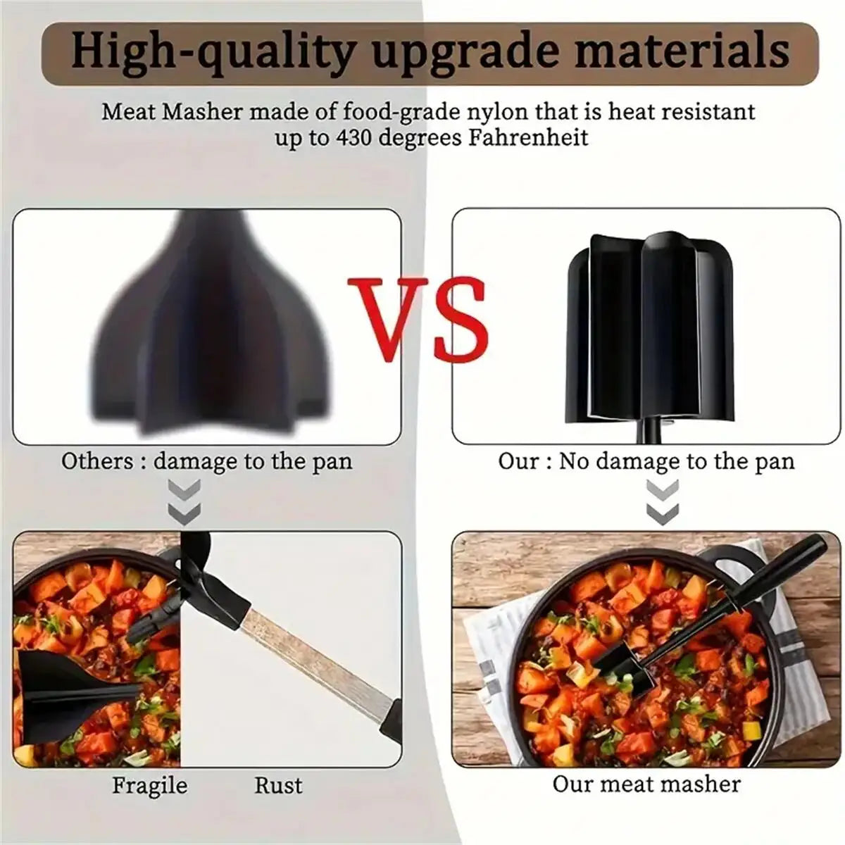 Ground beef smasher stainless steel kitchen tool
