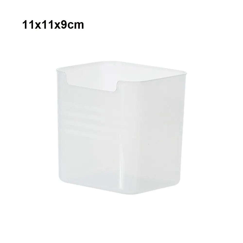 Stackable refrigerator organizer bins in fridge