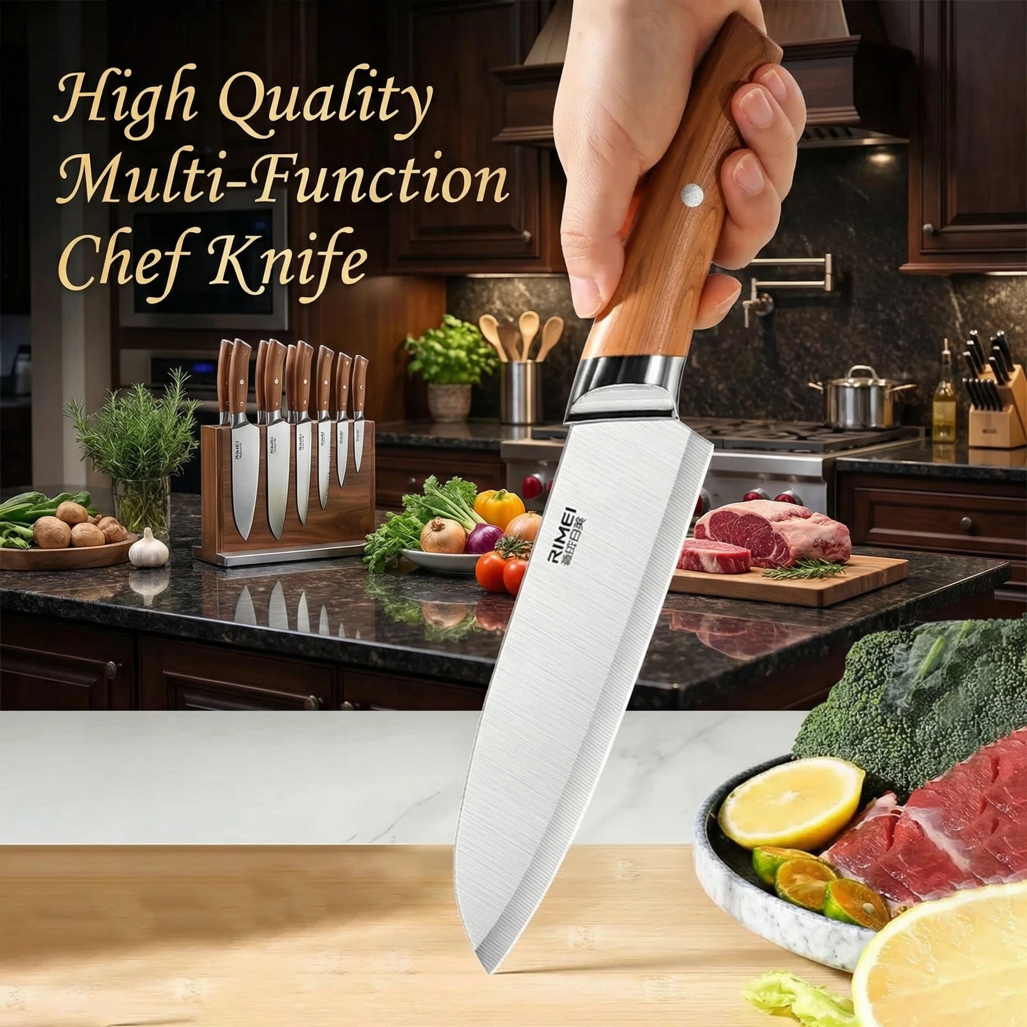 3-piece professional kitchen knife set stainless steel