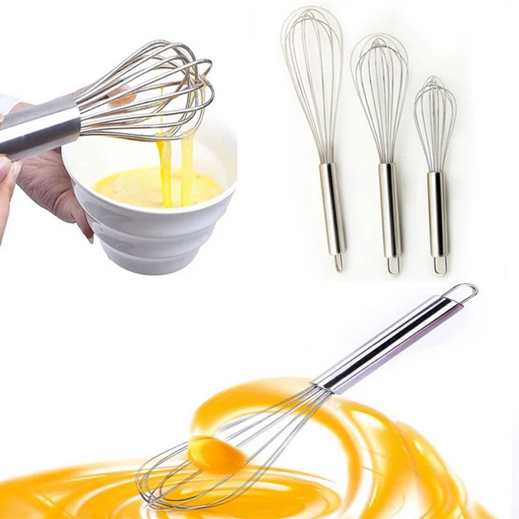 Handheld egg mixing whisk stainless steel kitchen tool