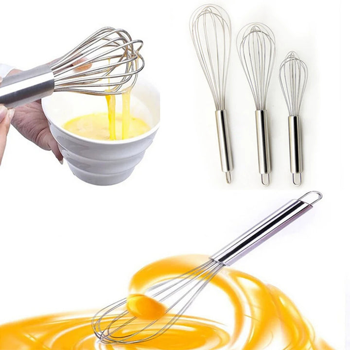 Handheld egg mixing whisk stainless steel kitchen tool