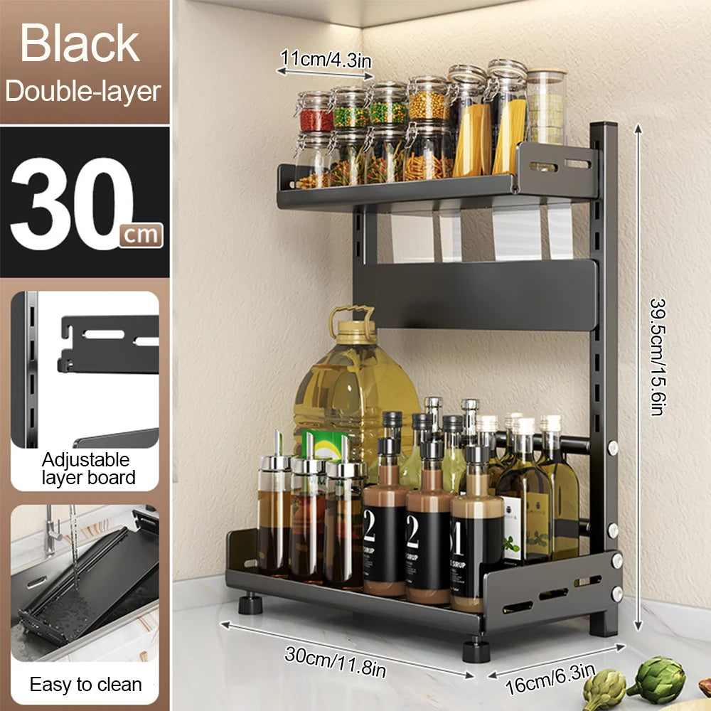 3-tier adjustable spice rack organizer kitchen shelf