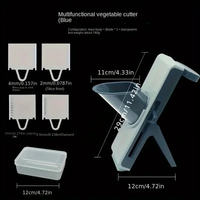 4-in-1 vegetable slicer with thickness adjuster