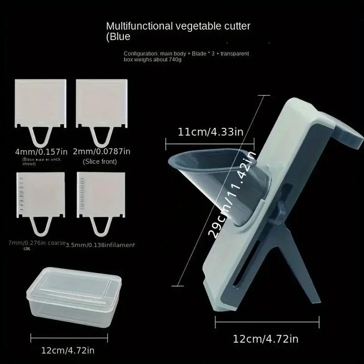 4-in-1 vegetable slicer with thickness adjuster