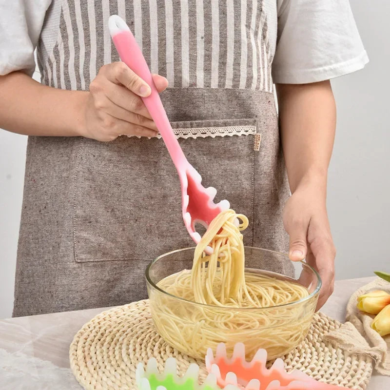 Silicone long handle spaghetti spoon kitchen utensil