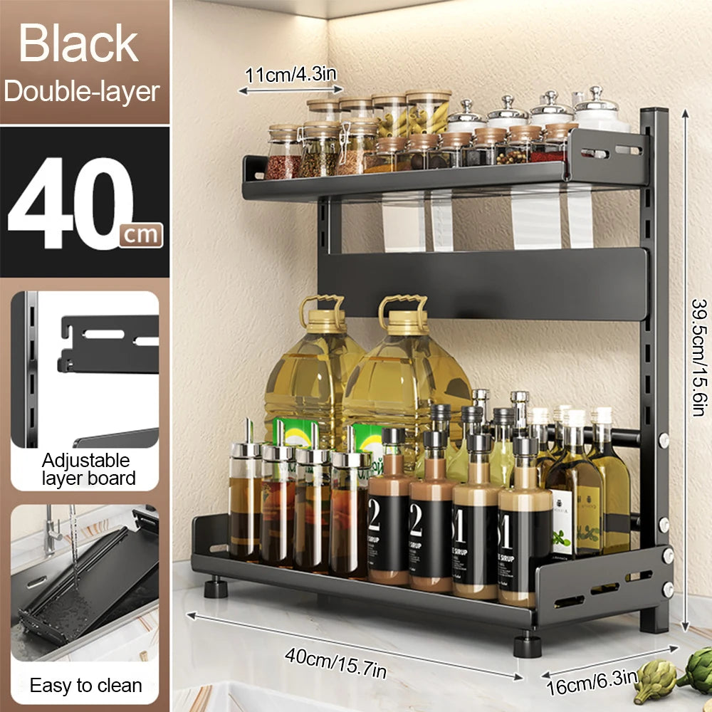 3-tier adjustable spice rack organizer kitchen shelf
