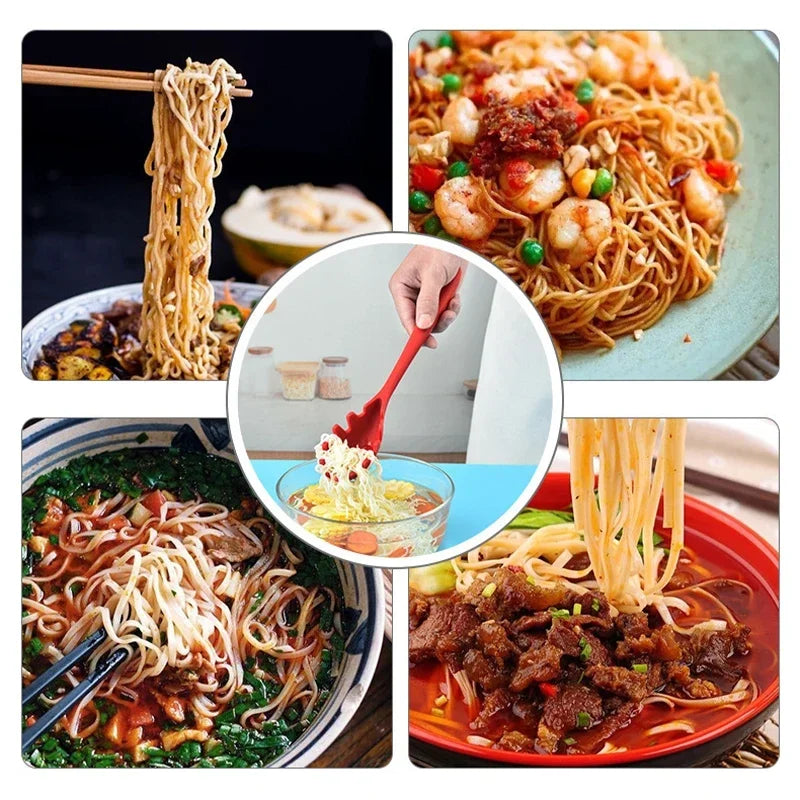 Silicone long handle spaghetti spoon kitchen utensil