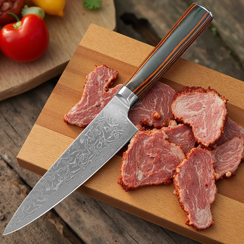 Damascus steel cutting cooking tools chef knife set